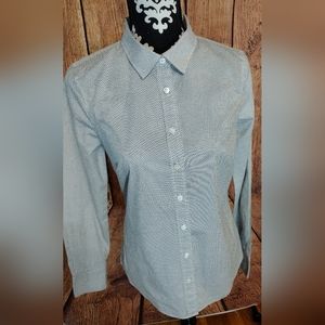 EUC J Crew Button Down Long Sleeve Black and White Top